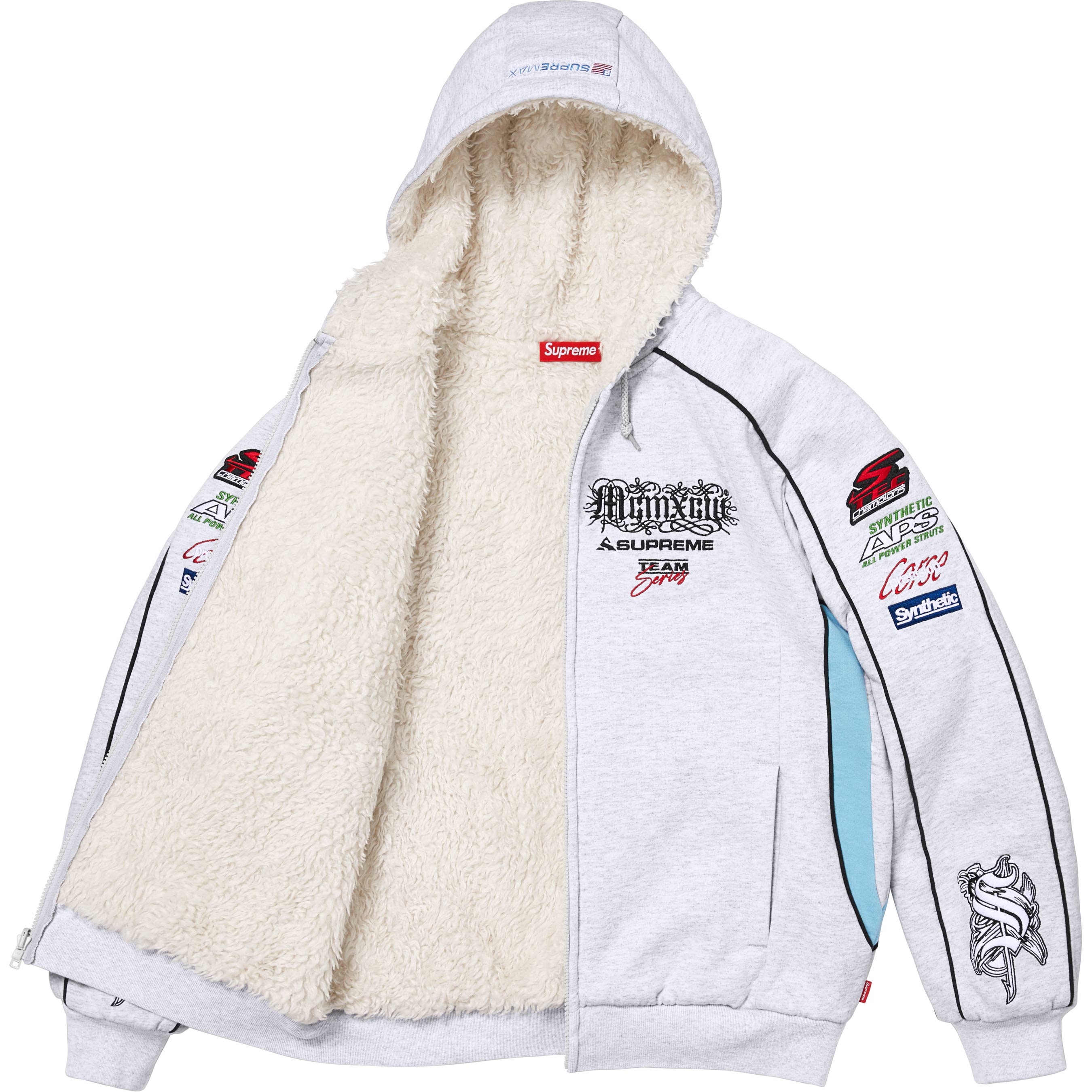 Racing Lined Zip Up Hooded Sweatshirt view 4